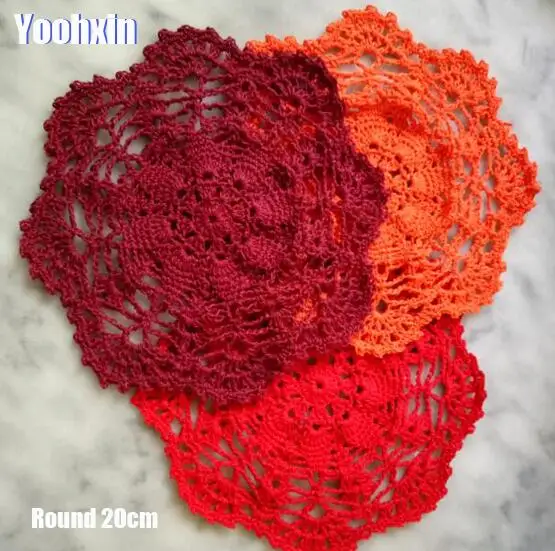 NEW round cotton placemat cup coaster mug kitchen Christmas table place mat cloth lace Crochet tea coffee doily dish glass pad Дом и сад