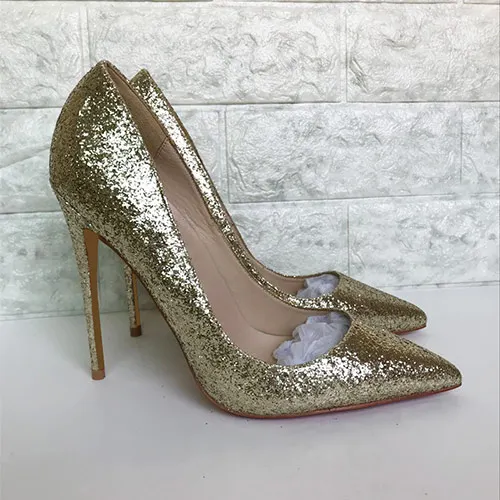 Gold 8cm Heels Veowalk Women Shinny Gold Pointed Toe High Heel Shoes Sexy Sparkly Laidies Slip on Stiletto Party Wedding Bridal Pumps 12 10 8cm - Цвет: Gold 8cm Heels