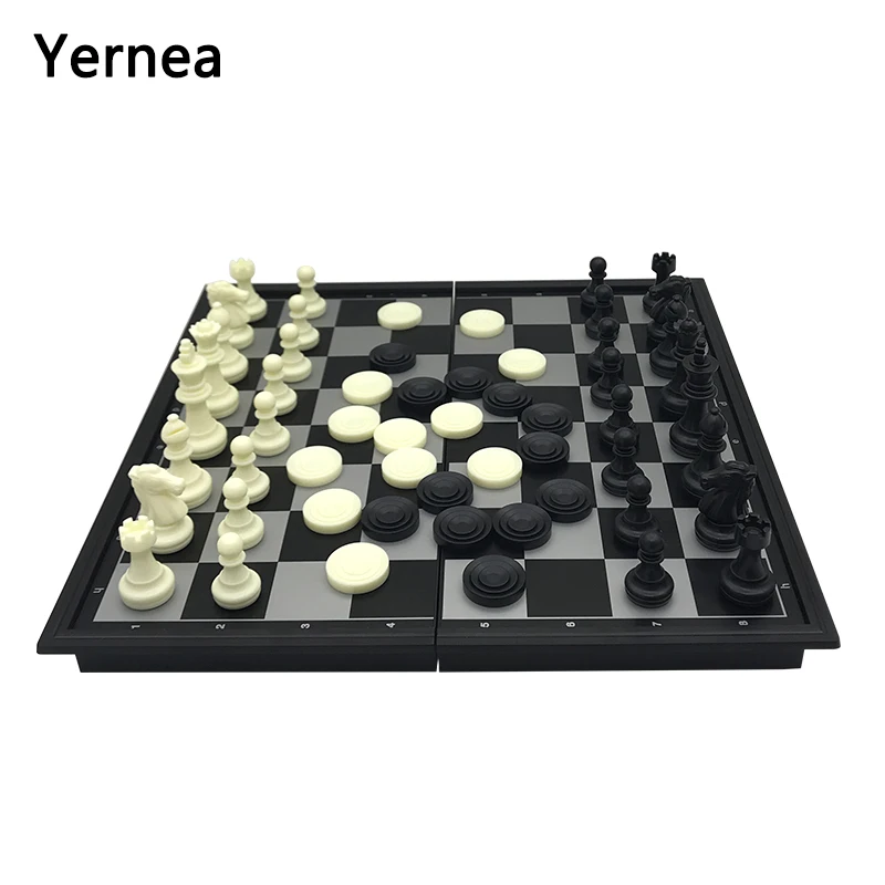 Шахматы и шашки Yernea складной магнитный Набор для игры в шахматы двойного