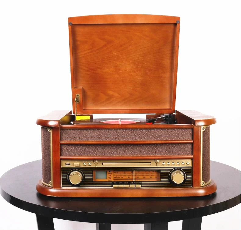 Виниловый граммофон HX Classic в ретро-стиле с функцией Bluetooth и радио 220 В | Электроника