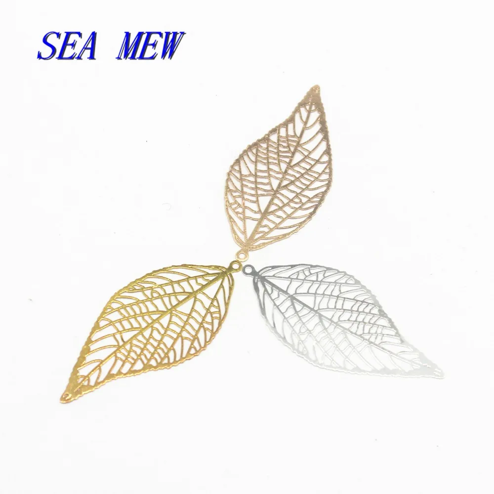 SEA MEW 40 шт 43*20 мм модная Серебряная Золотая филигрань выдалбливают подвеска в