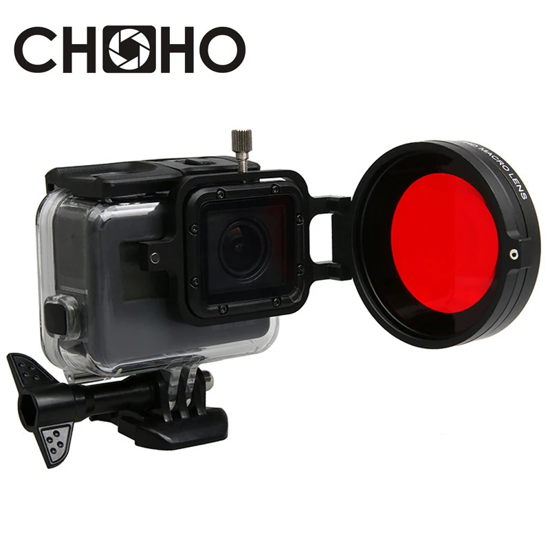 Для Gopro 7 фильтр крупным планом+ 16 макро Красный Дайвинг Подводные фильтры для Go Pro 5 6 7 черный водонепроницаемый чехол Аксессуары