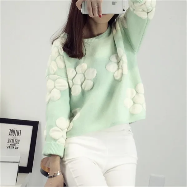 Женский жаккардовый пуловер трикотажный с длинным рукавом и круглым вырезом 2021 |