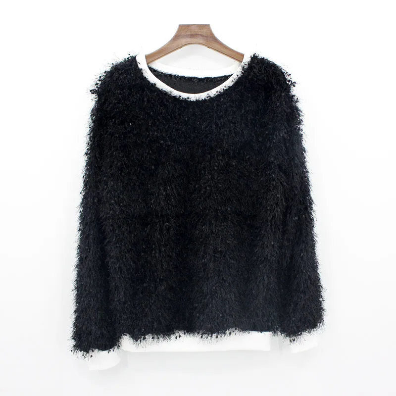 

Женский трикотажный свитер с длинным рукавом, с круглым вырезом