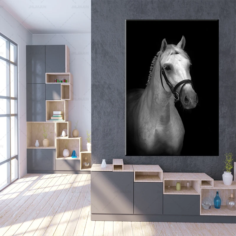 

Wall Art Painting Canvas Print Animal Picture Animal Prints Poster The Standing Horse For Living Room Home Decor Frame