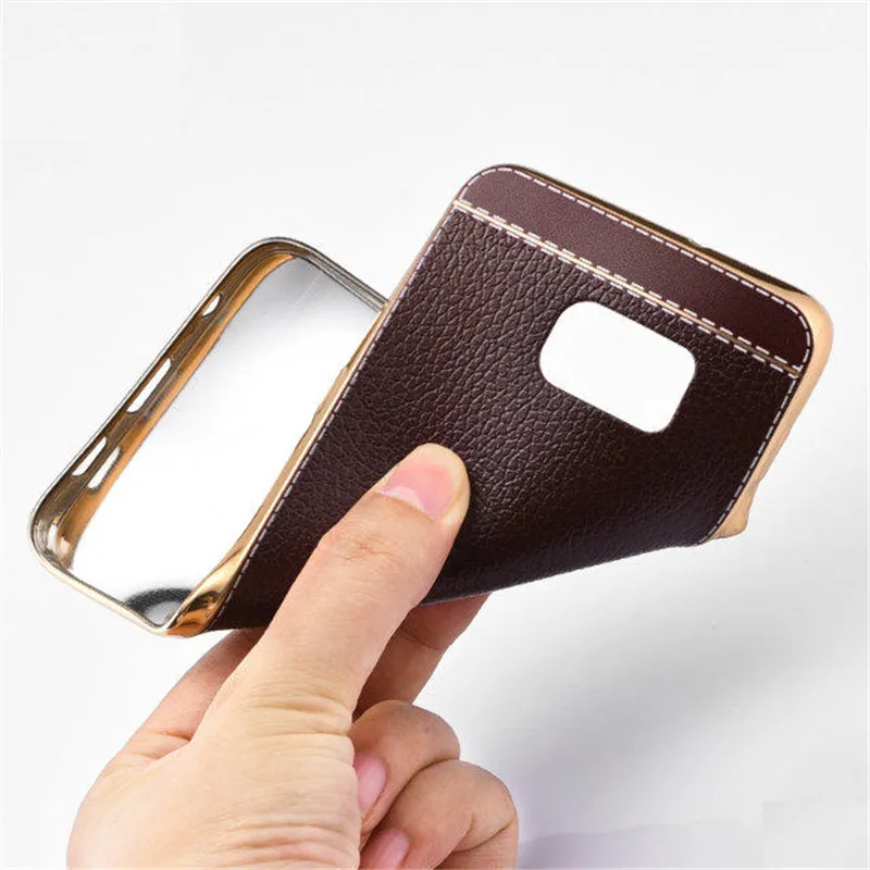 Роскошная зернистая кожа личи мягкая Задняя накладка чехла из ТПУ для samsung Galaxy