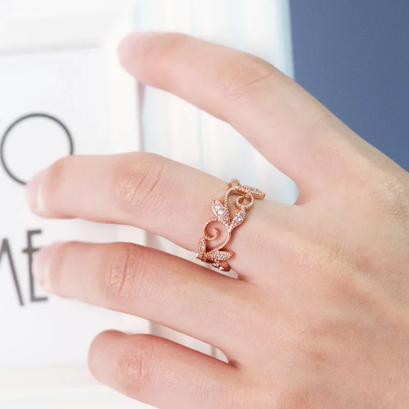 Женское кольцо с фианитом розовое золото и серебро 1 шт. | Украшения аксессуары