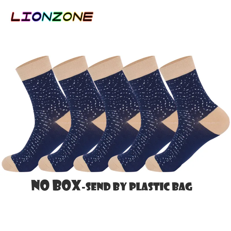LIONZONE 5 пар/лот мужские зимние Подарочная коробка с носками бамбуковые теплые Дышащие Модные Джокер для отдыха носки на каждый день китайская почта - Цвет: Blue