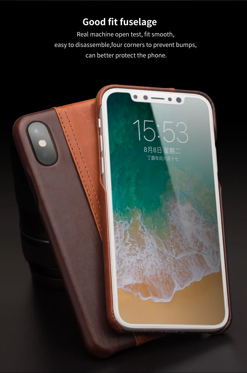 QIALINO Роскошный чехол из натуральной кожи в деловом стиле для iPhone X, модная тонкая задняя крышка ручной работы для iPhone X 5,8 дюймов
