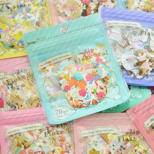 70, шт.упак., Корейская версия, декоративный коллаж в форме вещей, для девочек и мультяшных животных, запечатанный ветром, прикрепленный наклейки для сумок