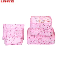 ruputin new 6pcsset travel mesh bag in bag luggage organizer packing cube set for clothing suitcase storage cosmetic tidy pouch