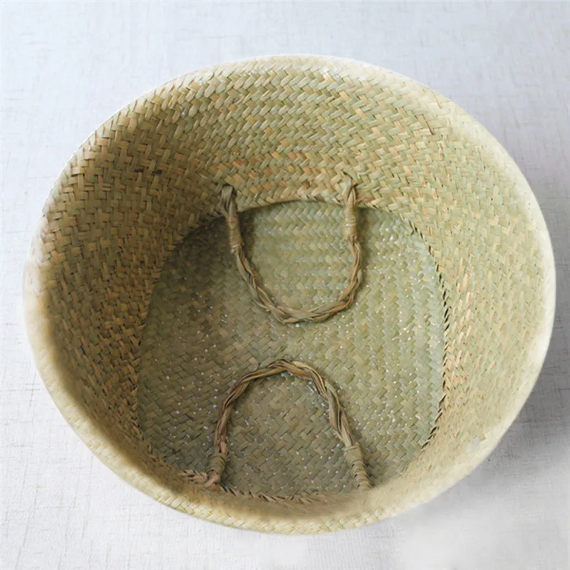 Storage Basket Rattan Straw Wicker Seagrasss Folding Flower Pot Vase Home Planter Organization|pot planter|flower potpot flower |