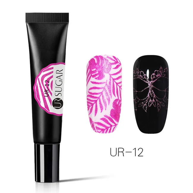 Glitter 12 Ur Sugar 8 мл Гель-лак для штамповки ногтей черно-белый дизайн ногтей печать УФ-гель лак замачиваемый лак для ногтей штамповка пластины - Цвет: Glitter 12