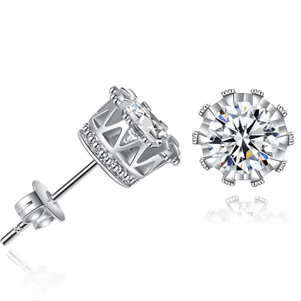 Новые серьги с короной подарки женские 6 мм Ювелирные изделия белые свадебные