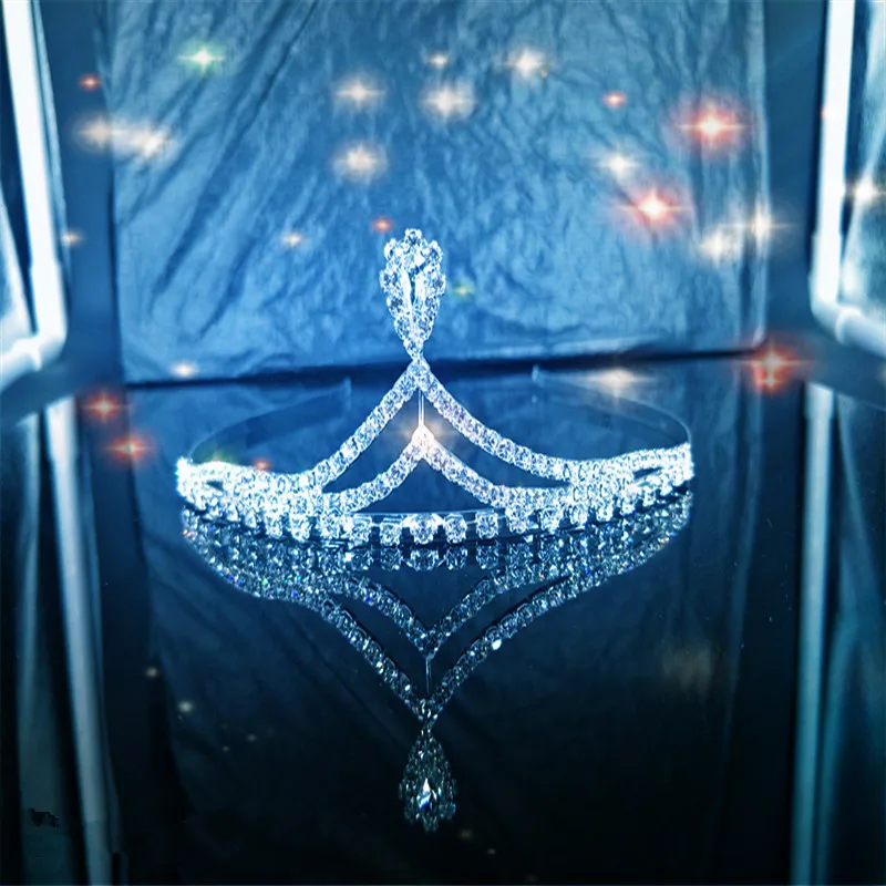 

European Simple Sparkling Full Zircon Bridal Tiaras Crowns Plated Crystal Wedding Hairbands For Brides Bridesmaid Jewelry
