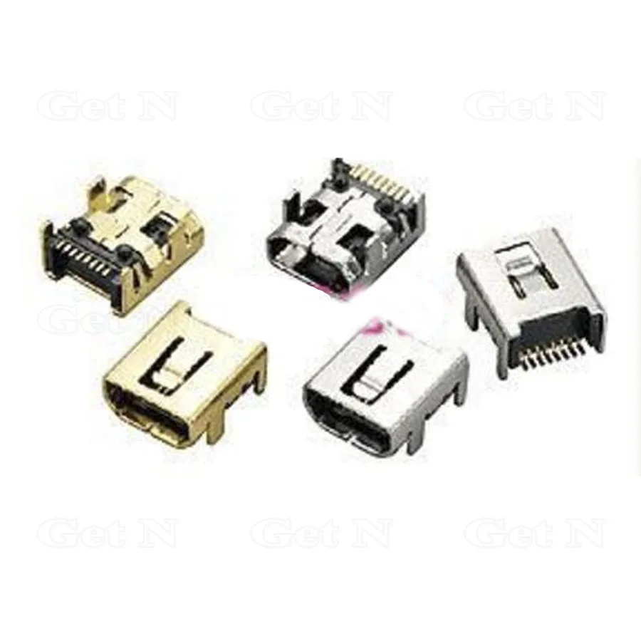 20 шт./лот мини USB гнездо Позолоченный 8 контактный разъем для использования в