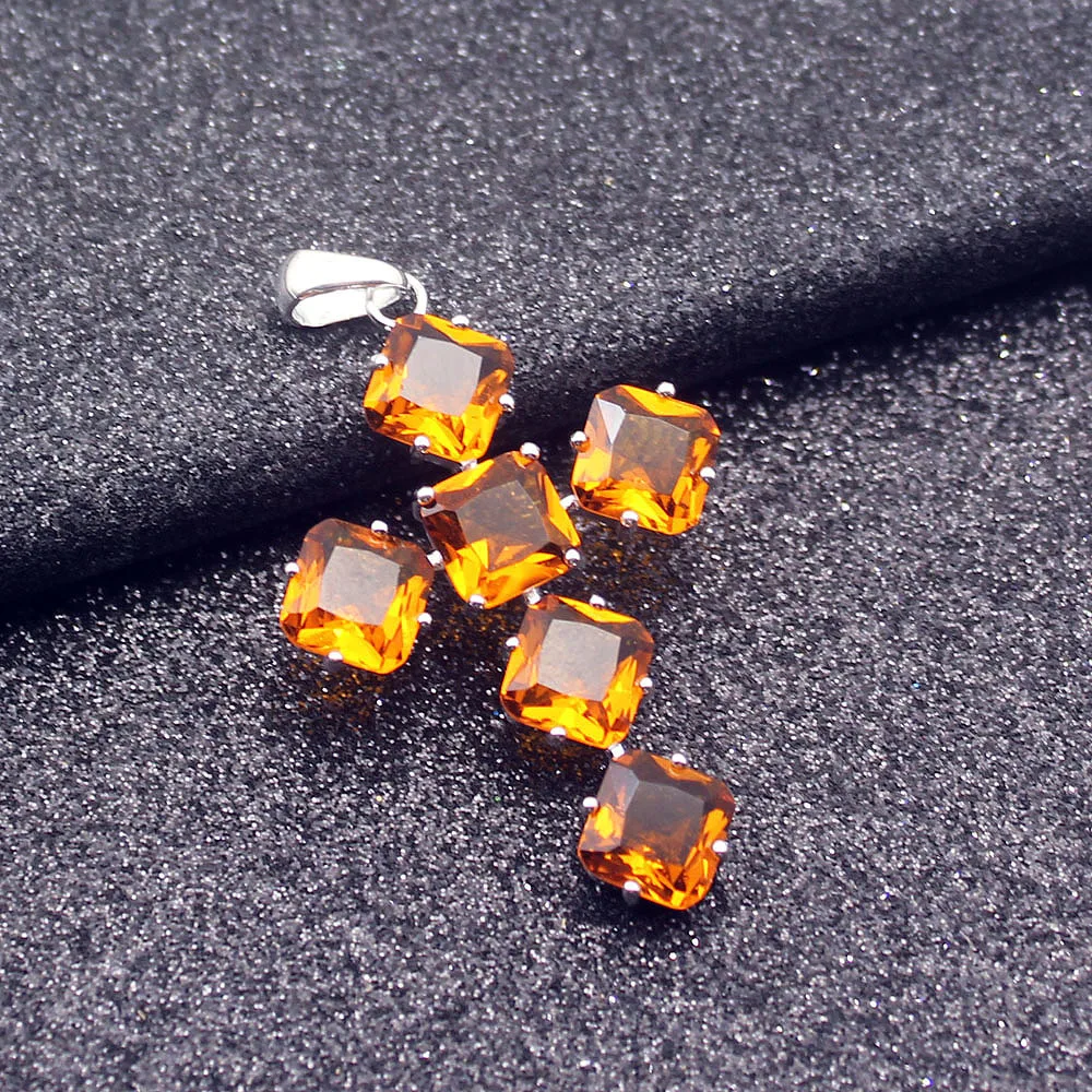 Hermosa светящийся Святой Крест HoneyTopaz серебряный цвет для женщин Подвеска цепочка