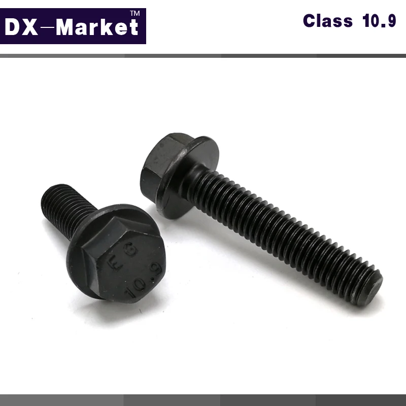 

m6 flange bolt , 12mm~60mm Alloy steel Hex Head Flange screw , class 10.9 Motorcycle screw hex flange bolt ,A027
