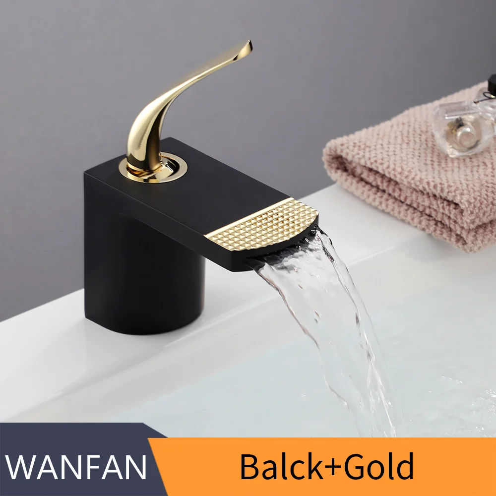 Balck and Gold Элегантные смесители для раковины, кран для ванной комнаты, кран для горячей и холодной воды, смеситель для раковины, хромированная отделка, латунный кран для раковины, кран для воды, золото, 855025 - Цвет: Balck and Gold