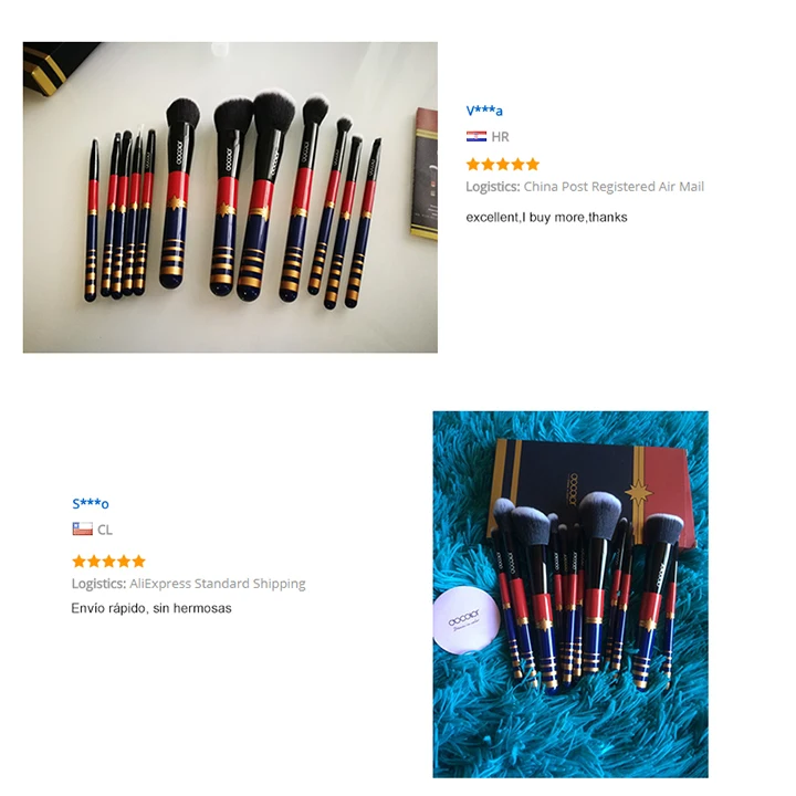 Docolor 12PCS Набор кистей для макияжа Косметическая основа Пудра Румяна Тени для век Губная помада Макияж Кисть Набор инструментов Maquiagem