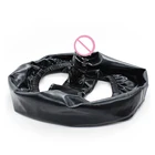 Женское нижнее белье для мастурбации, черные трусики с фаллоимитатором, кожаный пенис, латексная заглушка, Пояс верности, интимные игрушки для женщин