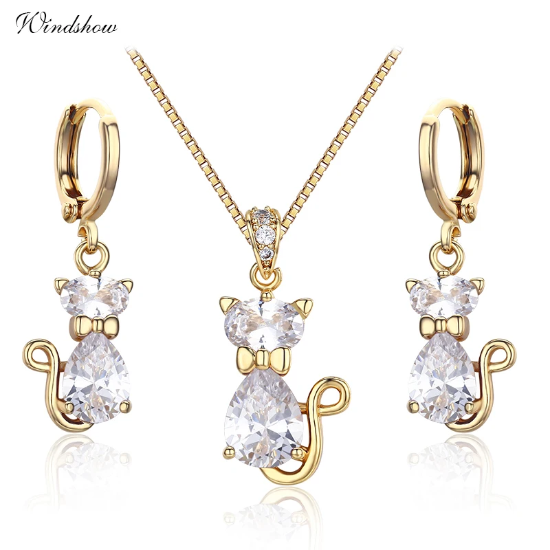 Набор украшений для женщин и детей милые Подвески сережки золотого желтого цвета