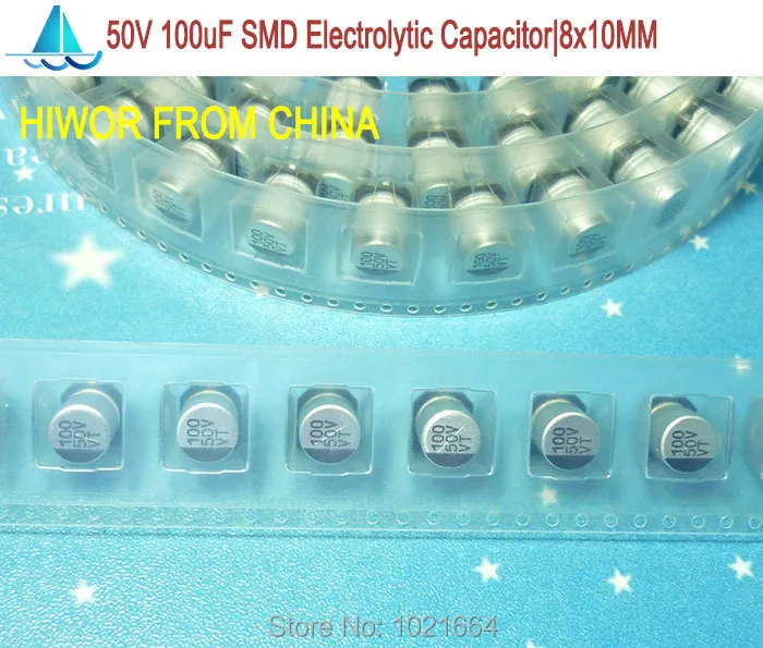 (50 шт./лот) (электролитические конденсаторы | SMD) 100 мкФ 50V SMD алюминиевый