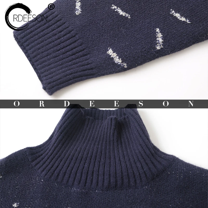 ORDEESON Cashmere Galaxy Gold Line Turtleneck Fall 2017 Fashion Winter Women Sweaters and Pullovers Jumper Knitted Sweater Brand | Женская