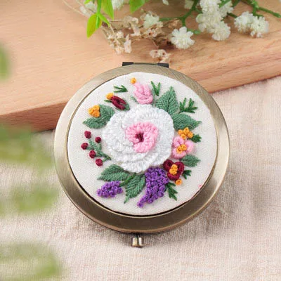 1 DIY наборы для вышивания цветочных зеркал, складное зеркало для макияжа, цветочные узоры, рукоделие, ручная работа, свинг, искусство, ремесло, подарок, домашний декор - Цвет: 1