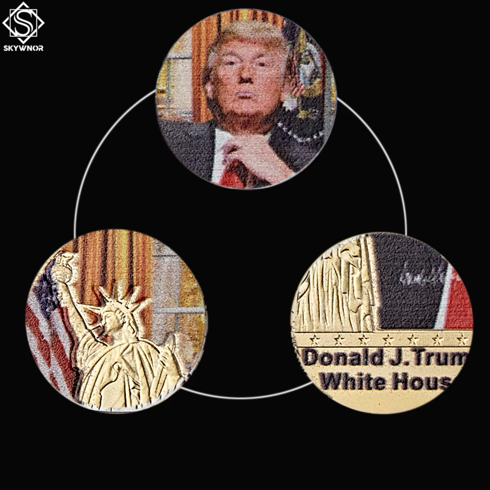 45 президент США Дональд Дж. Трамп с Белым домом коллекция золотых/серебряных