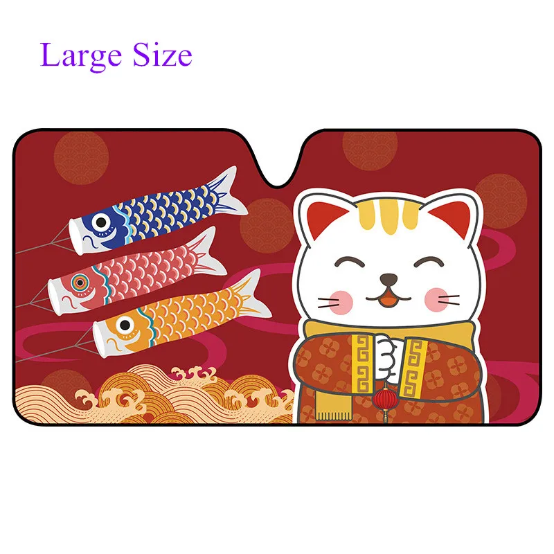 Large lucky cat Автомобильный чехол для экрана солнцезащитный козырек мультфильм окно лобовое стекло солнцезащитные шторы для машины солнцезащитный щиток для автомобиля-Чехлы внешние аксессуары автозапчасти - Цвет: Large lucky cat