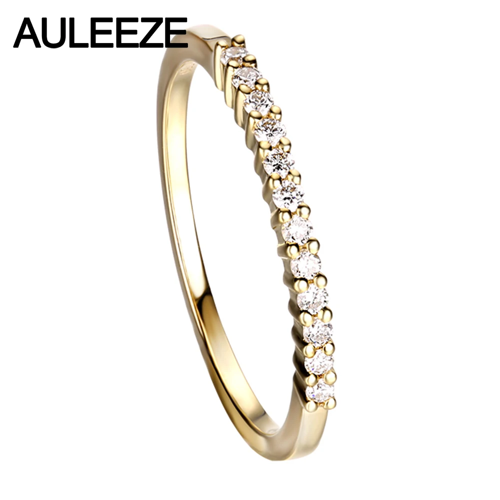 AULEEZE Classic 18K Gold Anniversary Real Natural Diamond Wedding Band 750 Rose Rings For Women Ladies Ring Jewelry | Украшения и