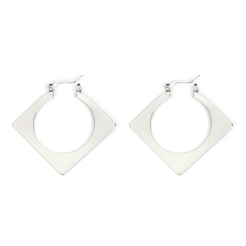 Простые креативные медные круглые квадратные серьги-гвоздики для женщин