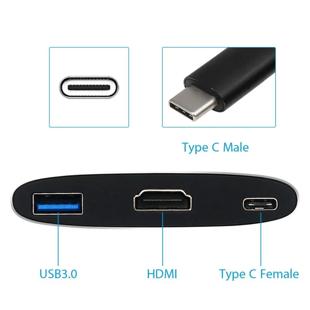 JZYuan USB C 3,1 к HDMI 4 к цифровой AV многопортовый адаптер USB 3,0 Тип C PD концентратор адаптер конвертер для Macbook хромированная книга
