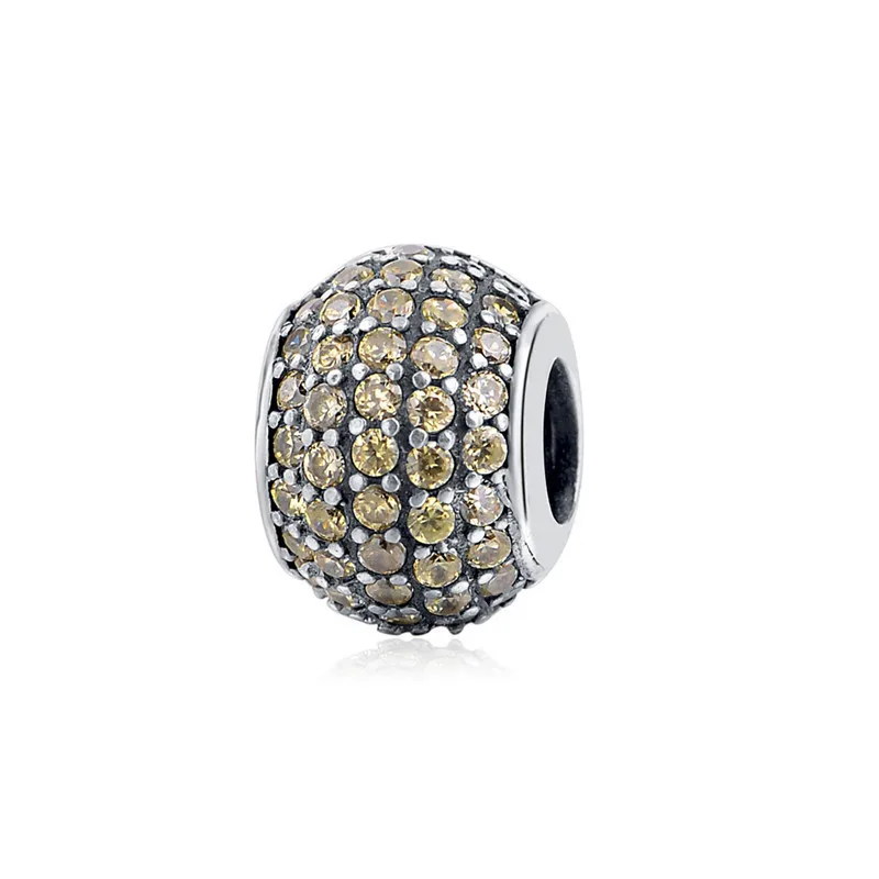 02611-3 Colors Crystal CZ Stone Charms Fit DIY Charms Silver 925 Original In Beads Sterling Silver Bracelet Authentic Jewelry Making - Цвет: 02611-3