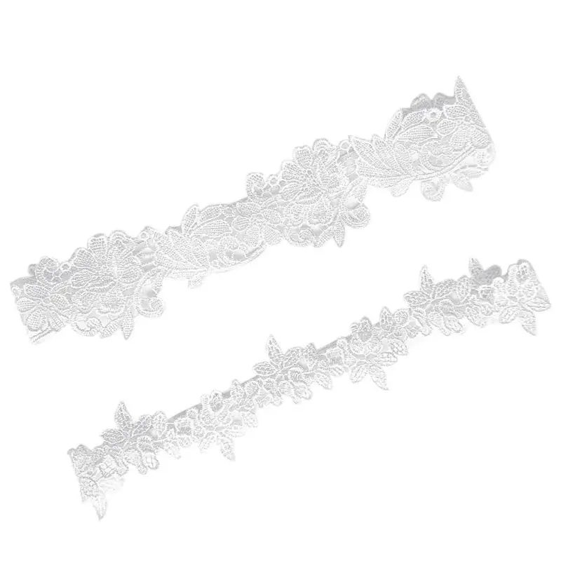White 2 шт./компл. Для женщин Свадебные Подвязки для женщин однотонные Цвет черно-белое кружевное платье с цветочным рисунком выдалбливают вышитые эластичные сапоги до бедра кольца резиновые - Цвет: White