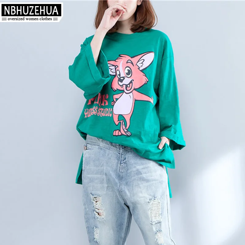 Nbhuzehua A81 4XL 5XL Для женщин в Корейском стиле Harajuku Kawaii одежда мультфильм печати Милая