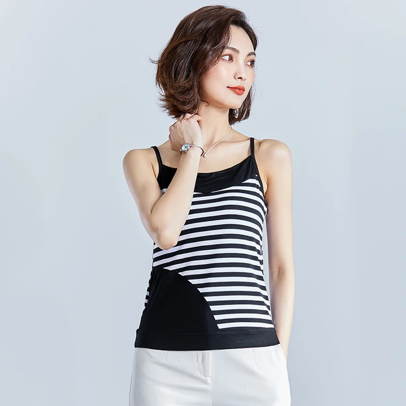 gkfnmt Crop Top Mujer Camisole Tank Summer 2019 Fashion Sexy Strappy Vest Striped Patchwork Sleeveless Women Shirt Fitness Camis | Женская