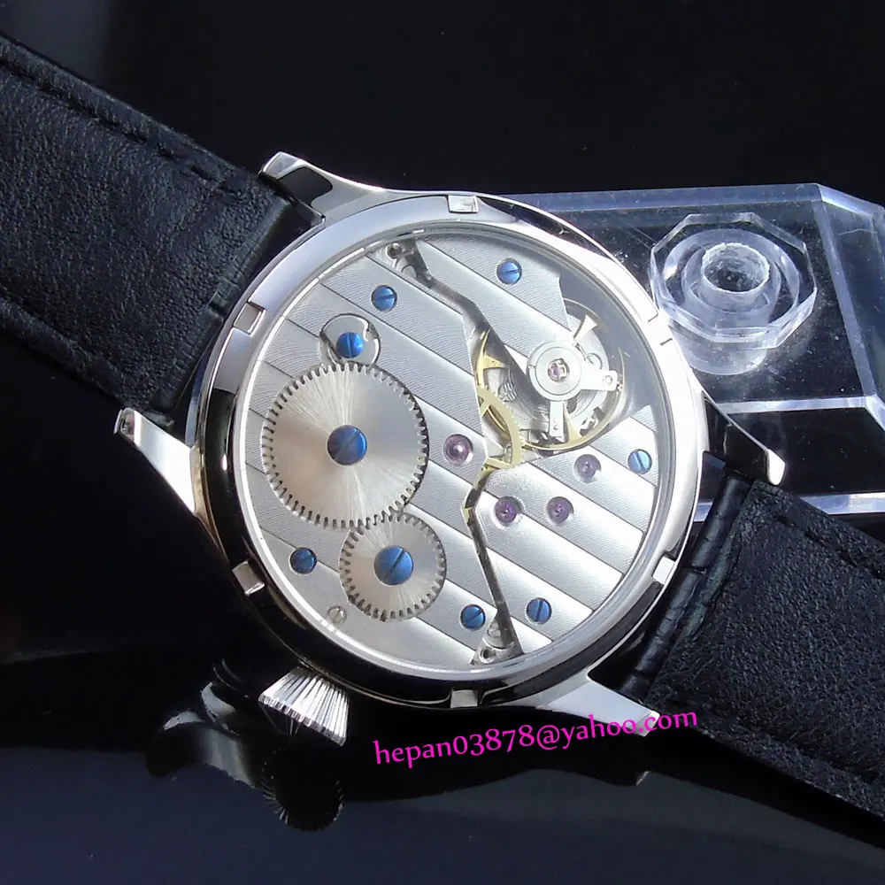 44 мм Corgeut часы черный стерильный циферблат с серебряным циферблатом Корпус из