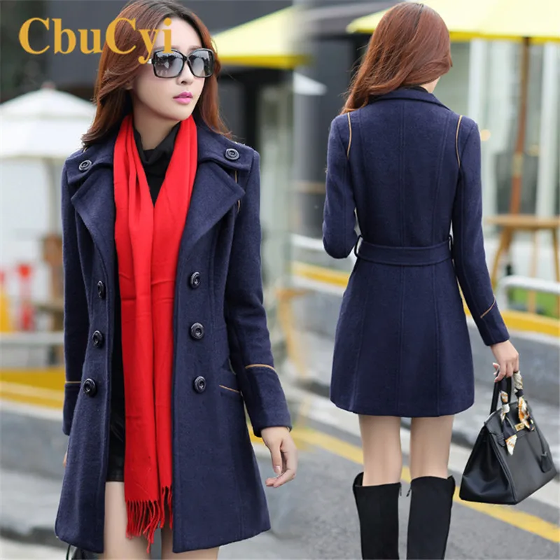 Женское двубортное пальто длинное облегающее 2019 | Женская одежда