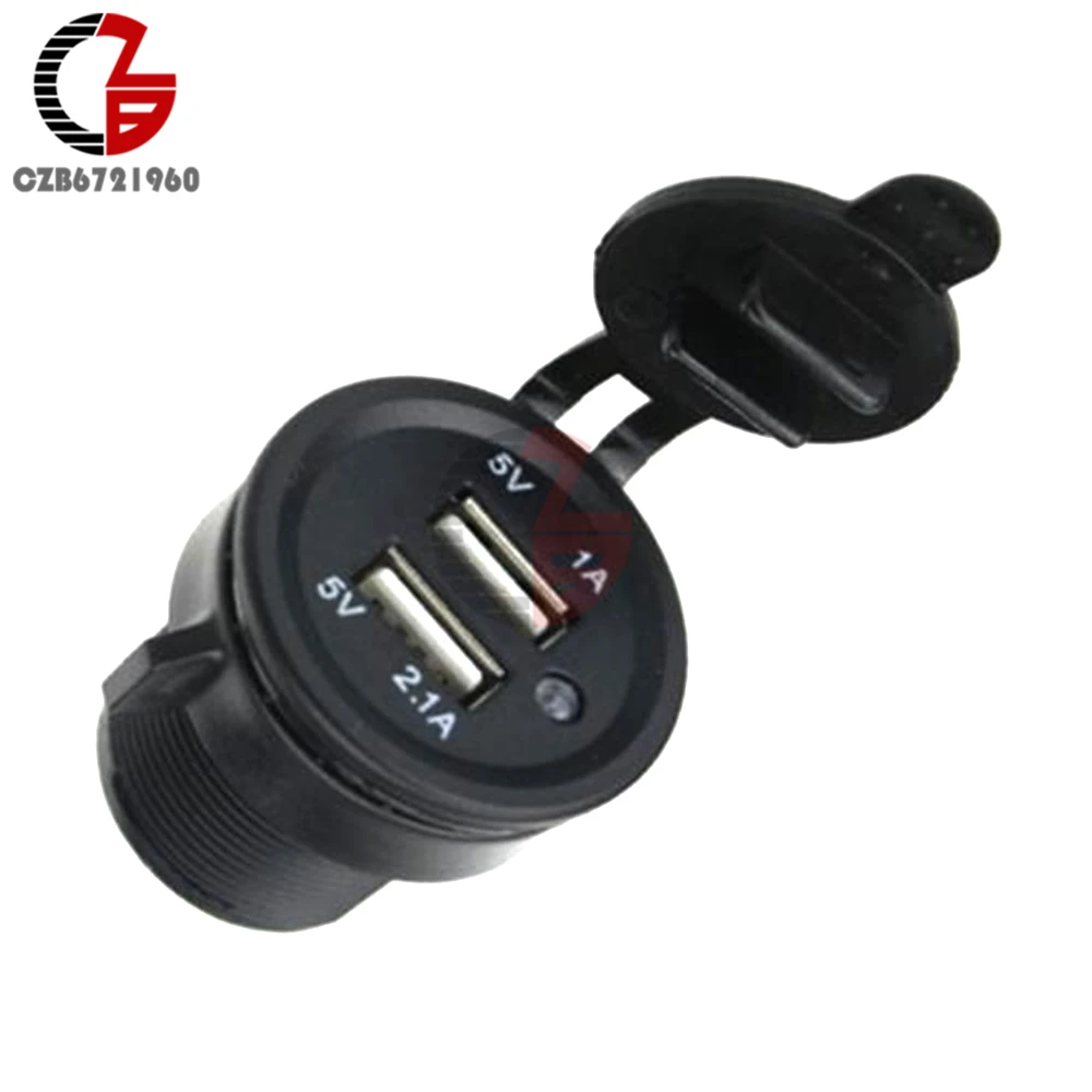 

LED 12-24V Dual USB Port Car Power Supply Adapter Socket