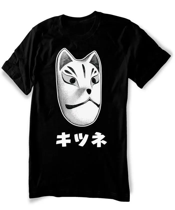 Японская футболка с маской Kitzune Fox Japan Tee Anime Manga-мужская и женская крутая