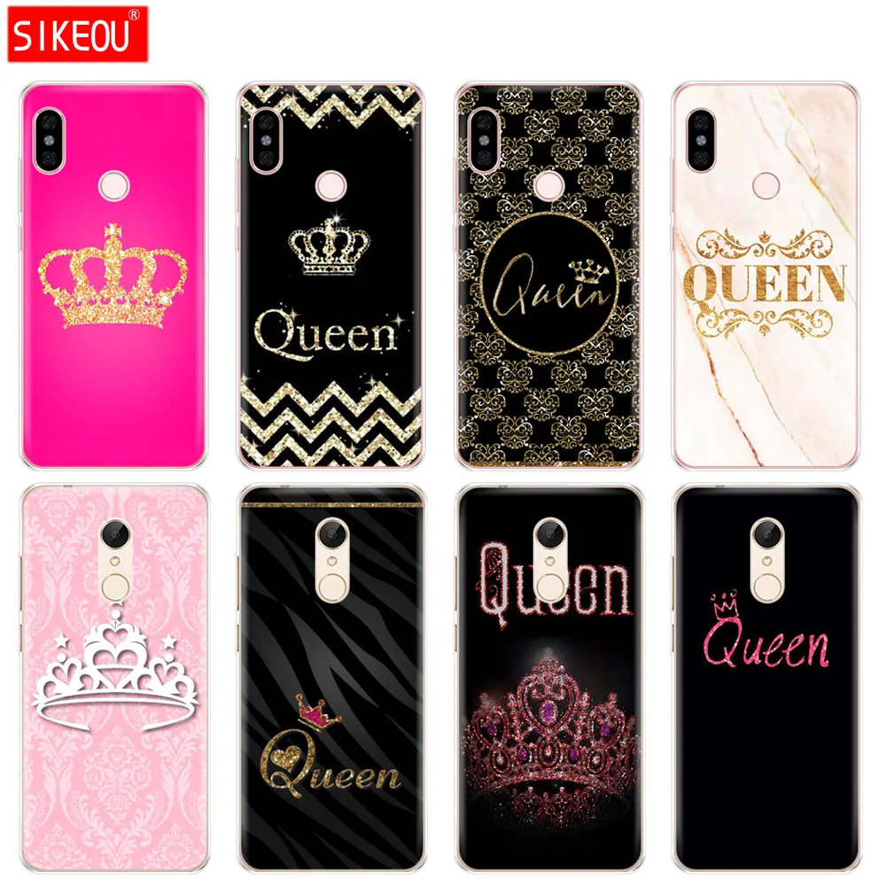 Силиконовый чехол SIKEOU Queen and king crown для Xiaomi redmi 5 4 1 1s 2 3 3s pro PLUS note 4X 4A 5A|Бамперы| |
