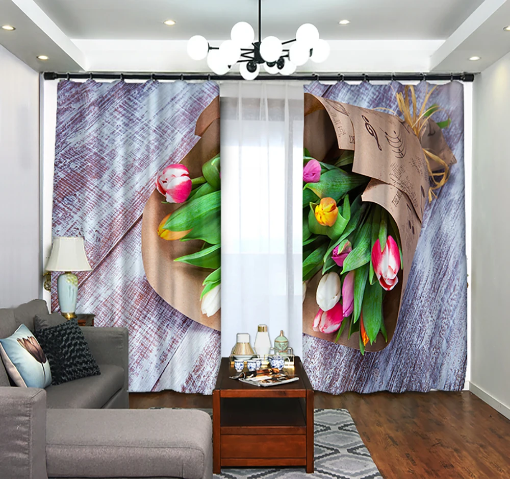 Positioning flower curtain pattern shading 3D curtains HD large map supports custom European | Дом и сад