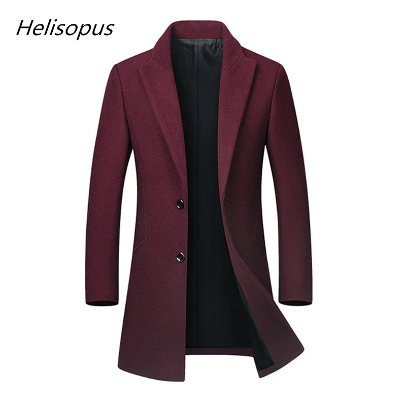 Helisopus осенне-зимняя мода новинка мужской длинный тонкий Тренч однотонное пальто
