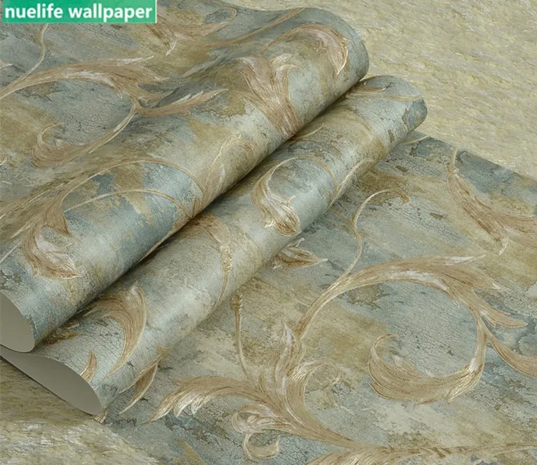 Винтажный американский стиль пестрый старый зеленый лист узор обои спальня гостиная диван ТВ фон обои