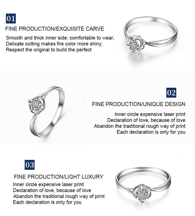 Ювелирные кольца с бриллиантами с эффектом 0.5CT для женщин, 18 K, белое золото, 0.04CT, поворотные руки, роскошные Изящные ювелирные кольца из белого золота