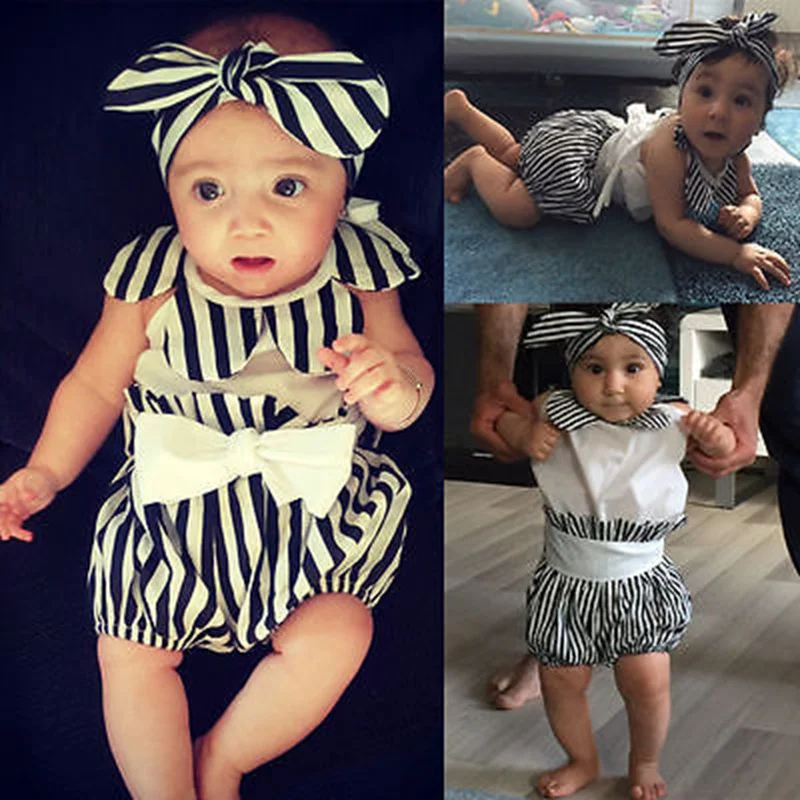 3 шт. детский комбинезон в полоску с лепестковым воротником|Комплекты одежды| |