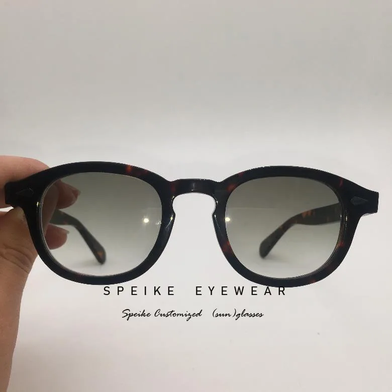 GRADIENT GREEN Speike изготавливаемые на заказ высшего качества солнцезащитные очки» Джонни Деппом Lemtosh стиль черепаха лист рамы с тонированные близорукость очки 44/46/49 мм - Цвет линз: GRADIENT GREEN