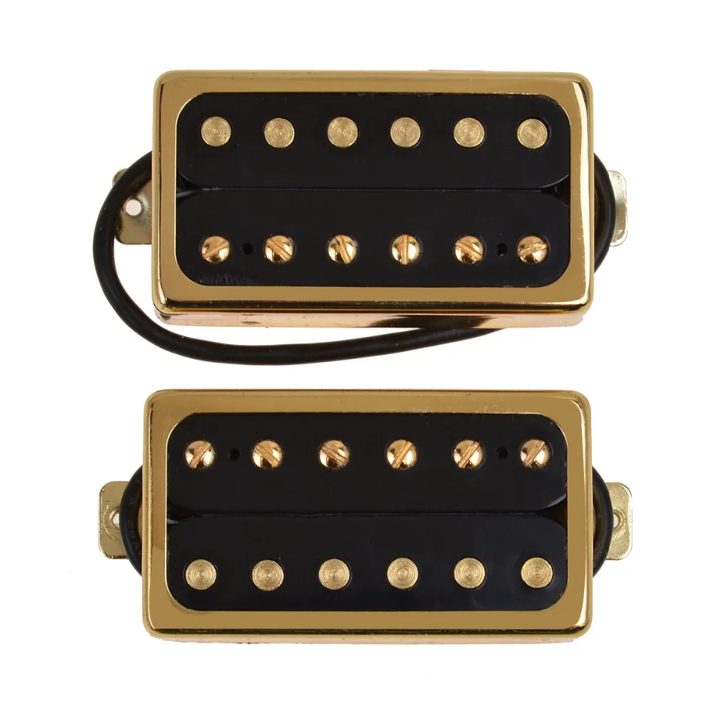

Kmise Electric Guitar Pickups Humbucker Double Coil Pickup Bridge Neck Set Guitar Parts Accessories Black with Chrome Gold Frame